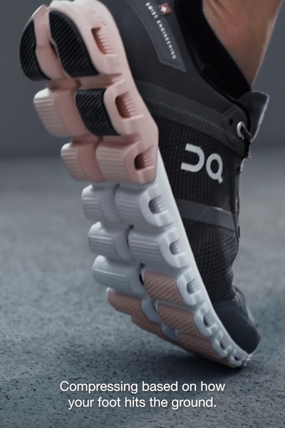 running shoes, athletic sneakers, performance shoes, cloud shoes, training shoes, sport footwear, brand awareness, product launch, ugc style, lifestyle, energetic, bold, black, neutral, pink
